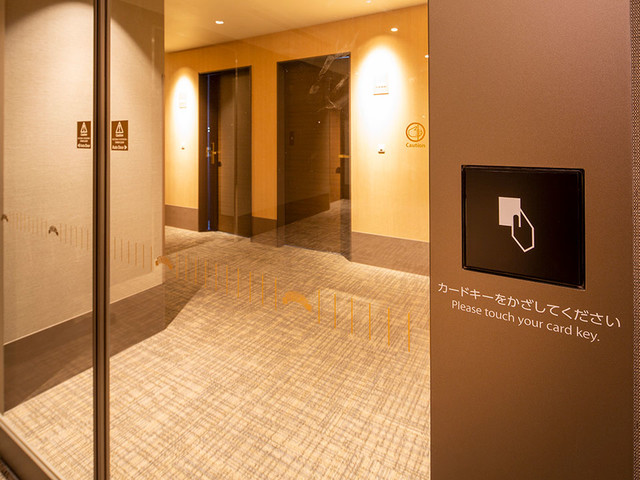 Hotel Monterey Fukuoka spa "Trinite" entrance corridor on 3rd floor with card key access