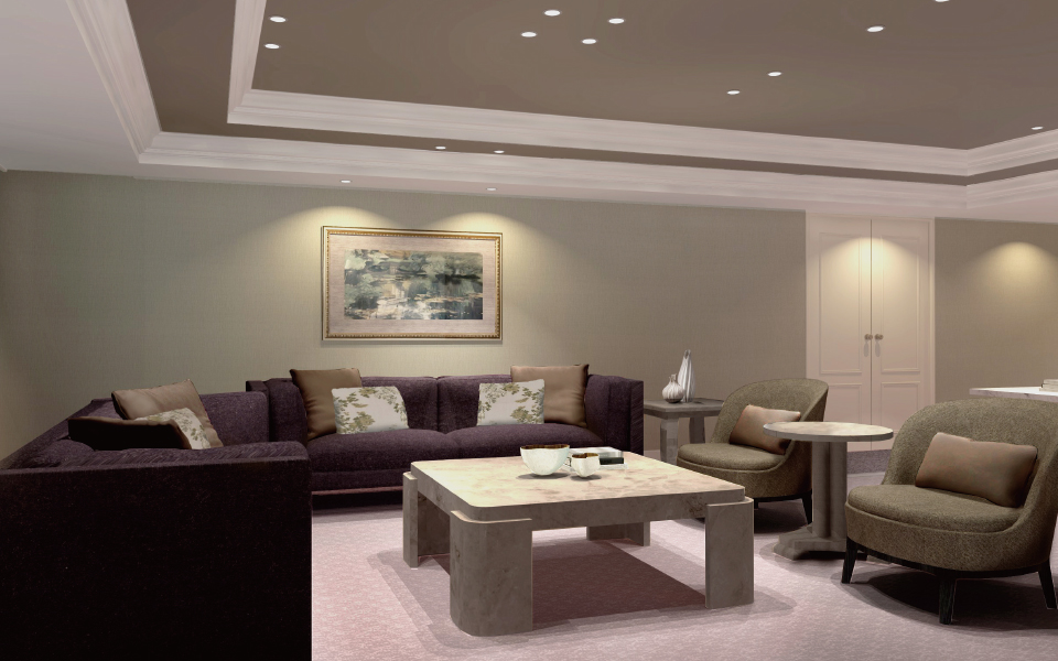 Hotel Nikko Fukuoka suite living area with sofa and accent lighting