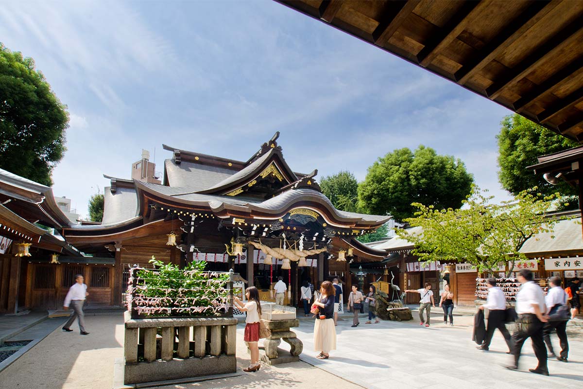 Kushida Shrine (Kushida-jinja) torii gate in the Gion district, approximately 400 m from Hotel Torifito Hakata Gion