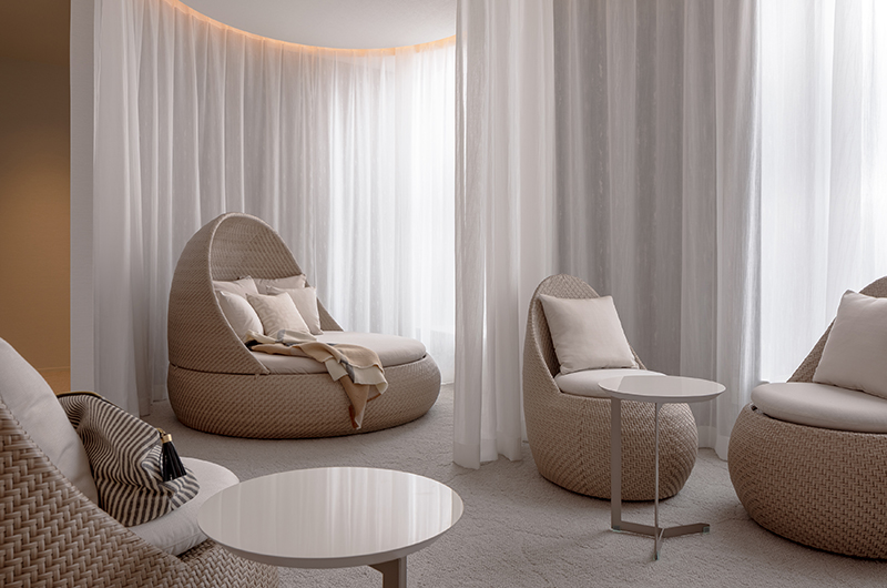 Lounge area adjacent to the top-floor public bath at Mitsui Garden Hotel Fukuoka Nakasu