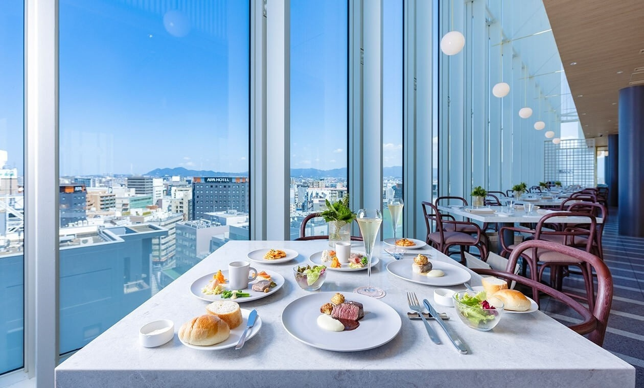 Breakfast buffet at Miyako Hotel Hakata with Japanese and Western selections