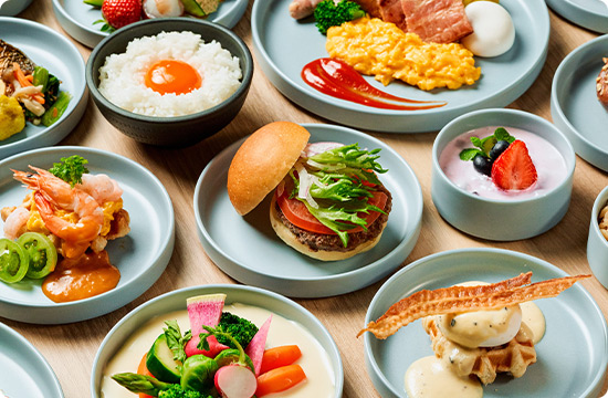 LINK SQUARE breakfast buffet at Oriental Hotel Fukuoka Hakata Station featuring Hakata local dishes