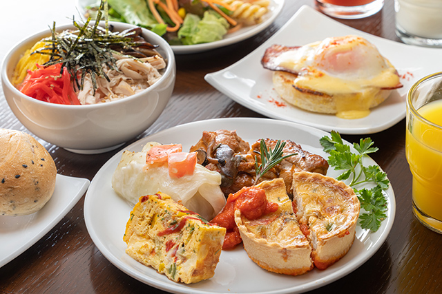 Breakfast buffet counter full view at Tokyu Stay Fukuoka Tenjin