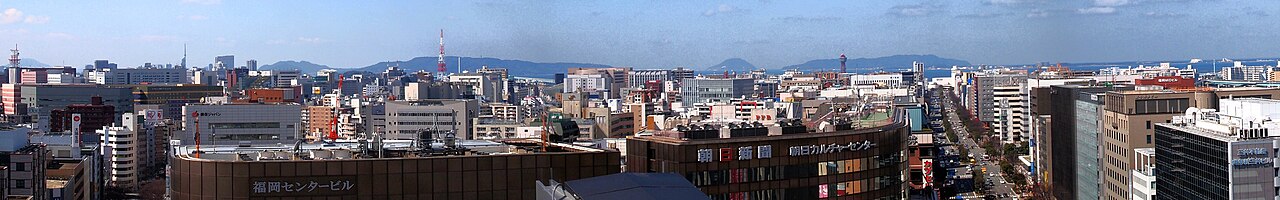Panoramic view of Fukuoka from the rooftop of JR Hakata City station building